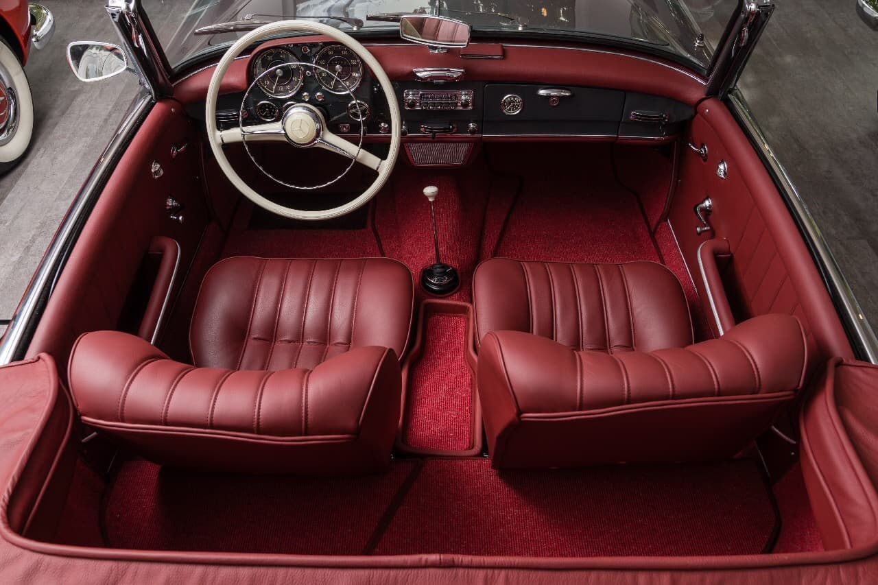 Mercedes 190 SL — red leather seats, hand-crafted